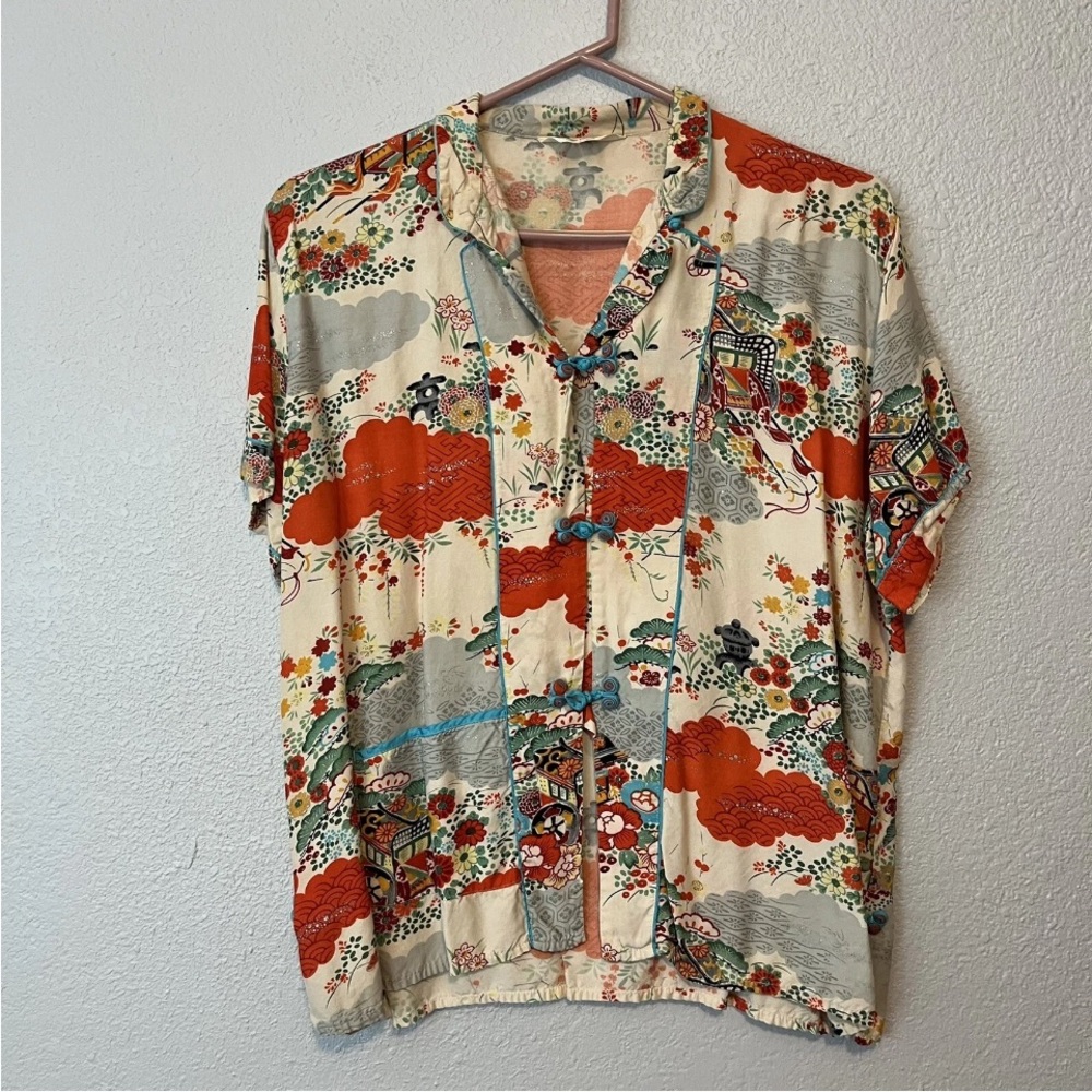 Vintage Japanese Arldon Lingerie Womens Pajama Top Size Small